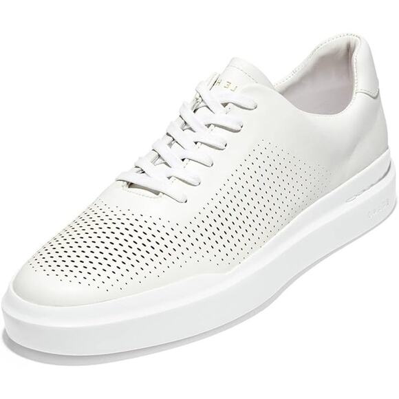Cole Haan Men 10.5W White GrandPro Rally Laser Cut Sneaker Shoes Lace Up LB12-27 - Picture 1 of 7